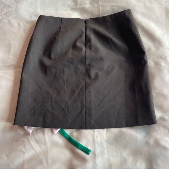 Sandy Liang- Brown Mid Skirt with Rose Bow Detail Size 0 Designer Spring Fashion - Picture 6 of 9